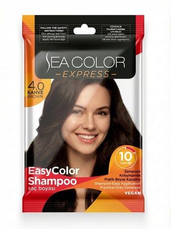 Sea Color Express Şampuan Boya, Şampuan Kolaylığında Saç Boyama 4.0 Kahve