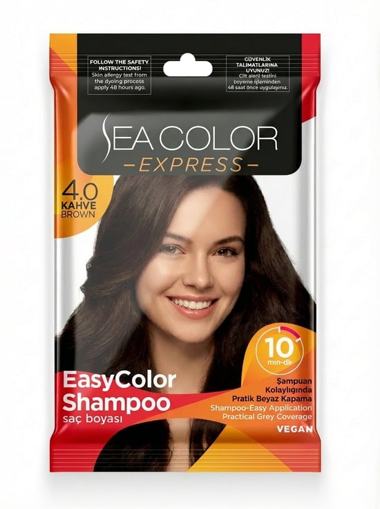 Sea Color Express Şampuan Boya, Şampuan Kolaylığında Saç Boyama 4.0 Kahve