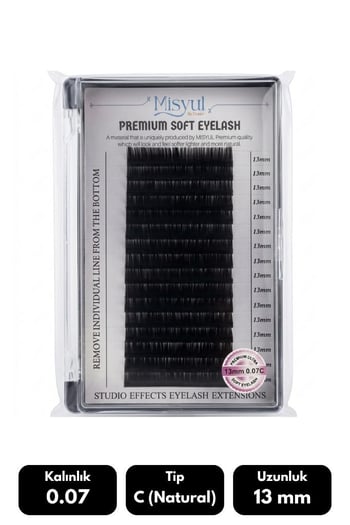 Misyul 0.07c Natural Kıvrım 13 Mm Soft Eyelash Doğal İpek Kirpik 16'lı