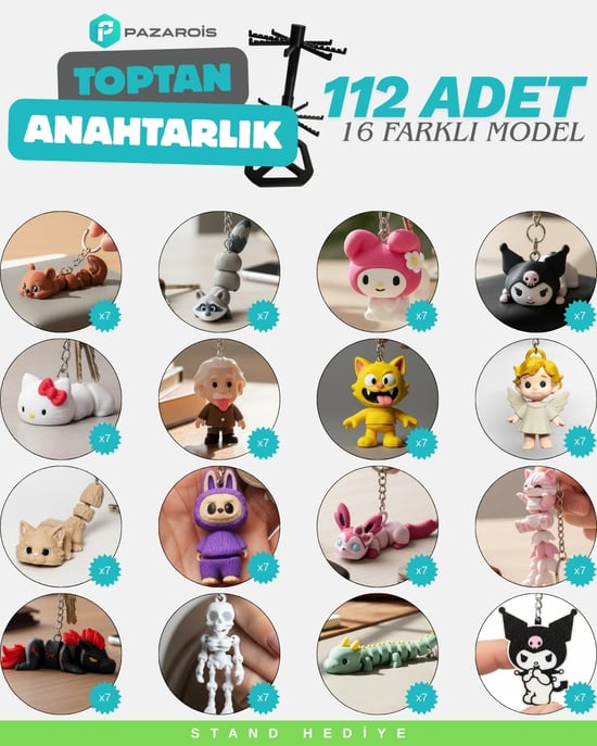 Toptan 112 Adet Anahtarlık Market Karma Paket