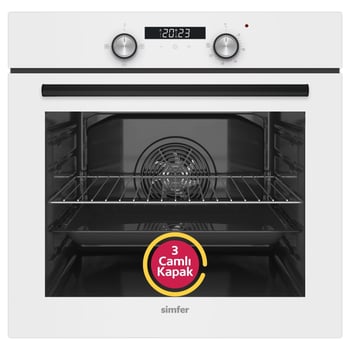 Simfer 8204 0+3 Fonksiyon Dijital Power Turbo Beyaz, Cam Ankastre Fırın