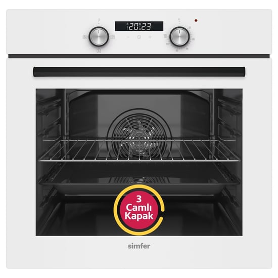 Simfer 8204 0+3 Fonksiyon Dijital Power Turbo Beyaz, Cam Ankastre Fırın