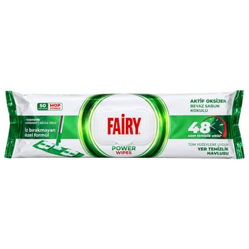 Fairy Çok Amaçlı Mop Uyumlu Yer Temizlik Havlusu 50 Yaprak | Beyaz Sabun