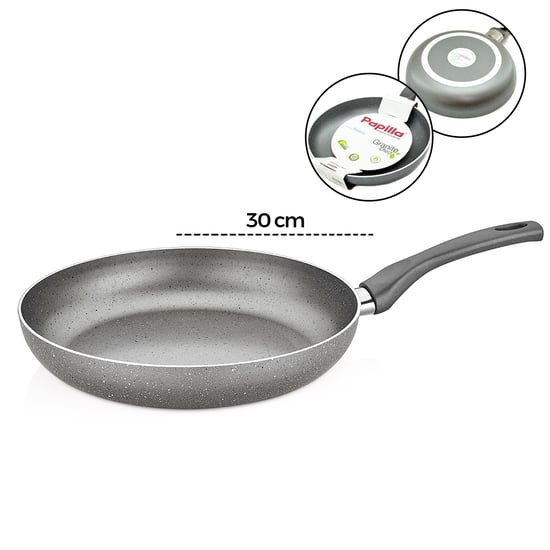 Papilla Fred ( Frying Pan ) ( 30 Cm ) ( Maxi ) ( Granit Tava ) ( Gri Kırçıllı ) ( Tek Saplı ) ( Brkt-706141 )