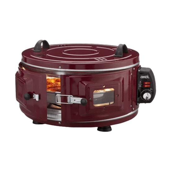 Akel Af-008b Gross Yuvarlak Davul Fırın Standart ( Ayarlanabilir Termostat = 50°c-320°c )( 1300w & 53cm )( Alüminyum Tepsi )( Ön Gözetleme Camı )