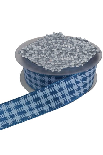 Tafta Ekoseli Kurdele 25 Mm İndigo 5 Metre