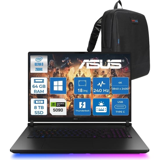 Asus Rog Strix Scar G18 G835LXG-TQ557 Intel Core Ultra 9 290HX Plus 64GB Ddr5 8tb SSD W11PRO 175W RT