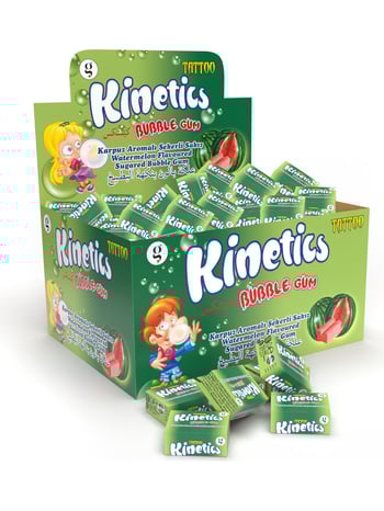 Kinetics Tekli Sakız Tattolu Karpuz Aromalı Şekerli Sakız 100 Adet 3.5 Gr