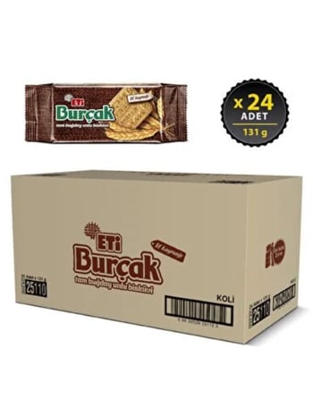 Eti Burçak Tam Buğday Unlu Bisküvi 131 Gr X 24 Adet