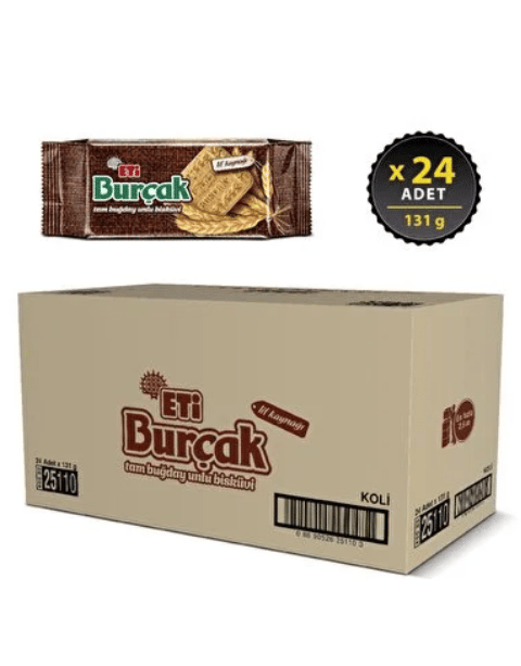 Eti Burçak Tam Buğday Unlu Bisküvi 131 Gr X 24 Adet