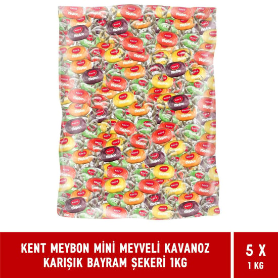 Kent Meybon Mini Meyveli Kavanoz Karışık Bayram Şekeri 1kg- 5 Adet