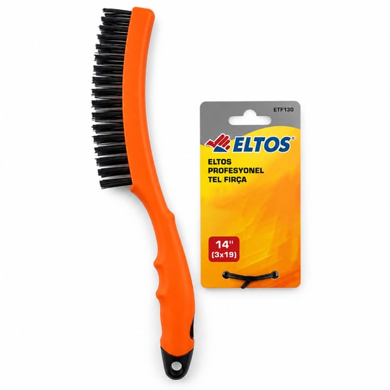 Eltos Etf-130 ( 14" ) (3x19) Profesyonel Tel Fırça ( Renkli Plastik Saplı = 33cm )
