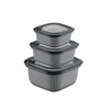 Dünya-30906-999 Mikro Line ( 3pcs = 600-1100-1800ml ) ( Kare ) Plastik Saklama Kabı Set ( Mikrodalga Kullanılabilir )
