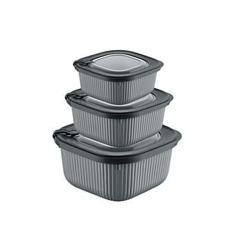Dünya-30906-999 Mikro Line ( 3pcs = 600-1100-1800ml ) ( Kare ) Plastik Saklama Kabı Set ( Mikrodalga Kullanılabilir )