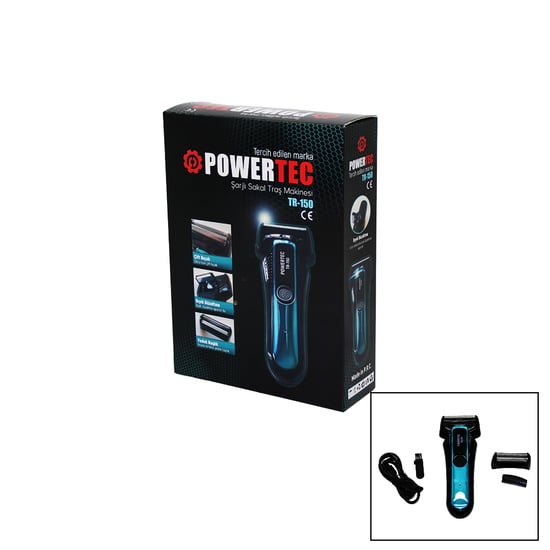 Powertec Tr-150 Şarjlı Çift Bıçak ( Günlük Sıfır Sakal ) Traş Makinesi ( Bıyık Düzeltme & Yedek Başlık )