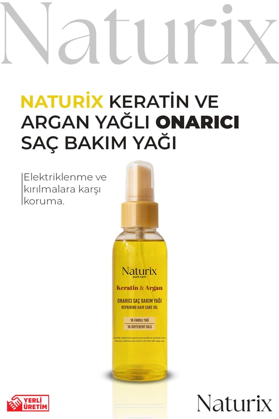 Keratin ve Argan Yağlı Onarıcı Saç Bakım Yağı 100 Ml