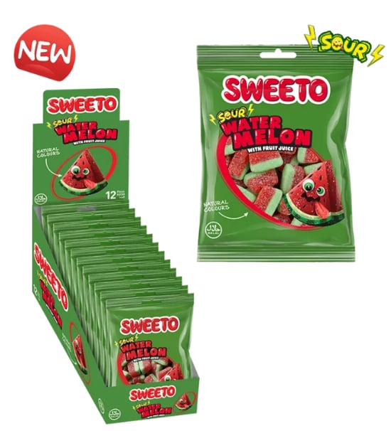 Sweeto Gummy Sour Watermelon 80 Gr Jelibon (gulutensiz)