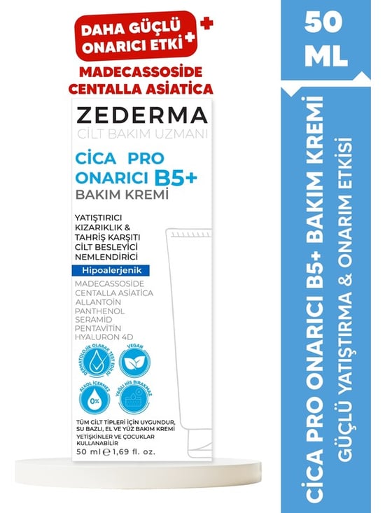 Zederma Cica Pro Onarıcı B5+ Krem 50 Ml Tüm Cilt Tipleri için Onarıcı Etki Sağlayan Krem