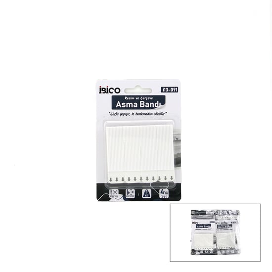 İ13-091 ( 4pcs ) Resim ve Çerçeve Asma Bantı ( 4lü Set=7kg.taşıma ) ( Çift Tarflı Bant ) ( Güçlü Yapışır & İz Bırakmadan Sökülür ) ( Bandı )