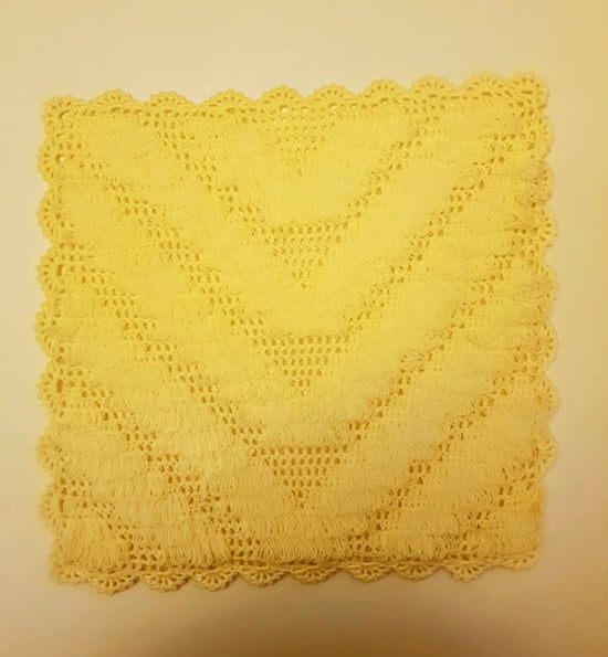 HERŞEY FIRSAT Banyo Lifi Yün El Örmesi Çeyizlik Kare Düz Desenli-Sarı