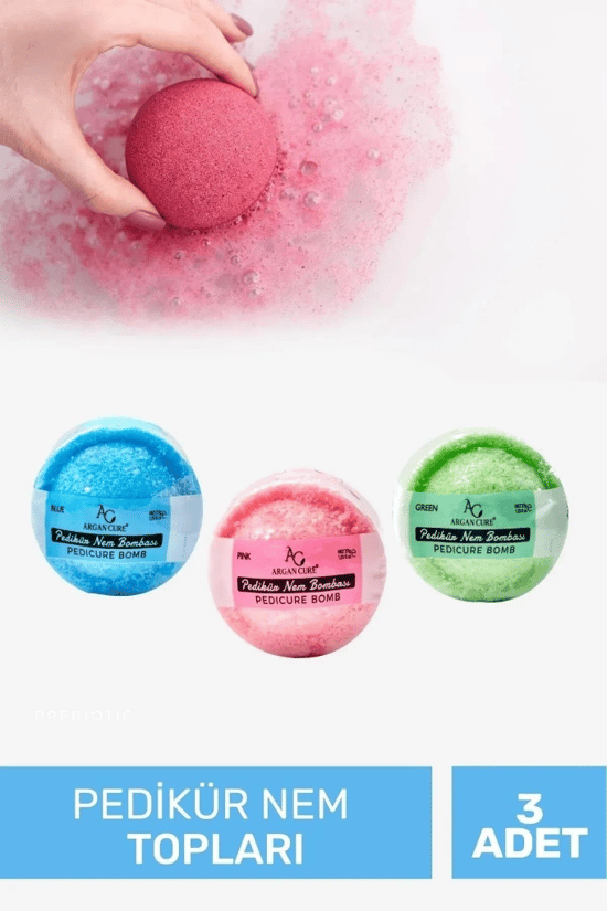 Argan Cure 3 Adet 37g Köpüren Banyo Küvet Bombası / Nem Bombası / Manikür Pedikür Bombası