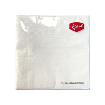 Roll-Up Kağıt Peçete Beyaz 33 x 33cm 20 Adet