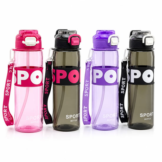 Yakut-14013 ( Renkli & Boyun Asmalı ) ( Plastik & Pipetli ) Spor Matara ( Suluk ) ( 1000ml )