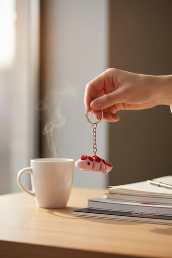 Gül ve Dinozor Figürlü Hareketli Anahtarlık