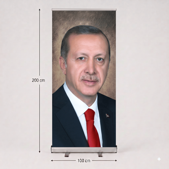 Cumhurbaşkanı Poster Baskılı Roll Up Banner 100x200cm No:3