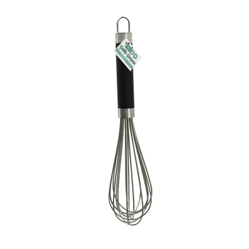 İ22-061 ( 30cm ) ( Lüx & Kalın ) ( Siyah Silikon Kaplı Krom Sap ) Metal Çırpıcı ( Çırpıcı: 17cm + Sap: 13cm )