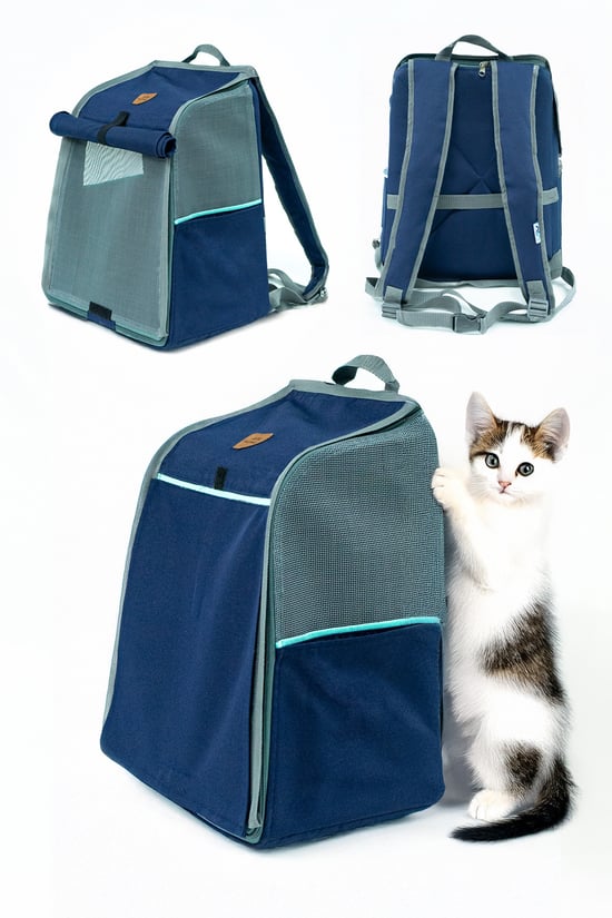 Ata Home Lumi Yıkanabilir Elekli Kedi ve Köpek Taşıma El Sırt Çantası Büyük Boy Kabin İçi Kedi Taşıma Kabı