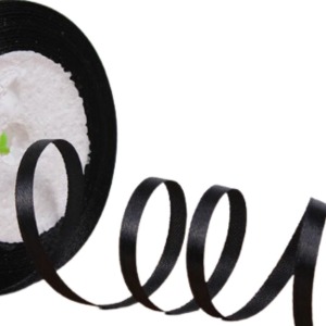 P Parla Saten Kurdele 3 mm Siyah 100 Metre