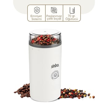 Sinbo Scm-2980 Kahve & Baharat Öğütücü Makine ( 2 Bıçaklı Çelik Öğütme Haznesi ) (70gr Öğütme) (ac Motor=180w)