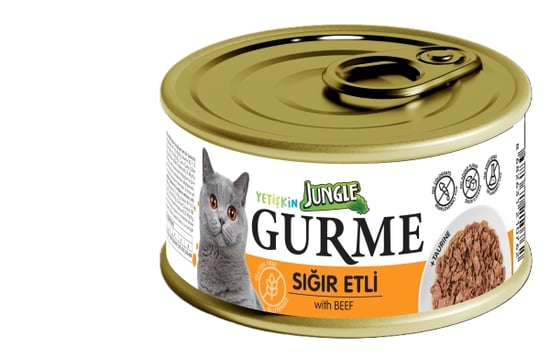 Jungle Gurme Konserve 85 Gr Kedi Maması Yetişkin Sığır Etli