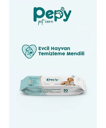 Pepy Kedi Ve Köpeklere Özel Evcil Hayvan Temizleme Mendili 50'li