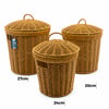 İ22-204 ( 3 Boy ) ( Yuvarlak ) ( Metal İskelet ) Pls.hasır Organizer Sepet (kapaklı) (15x20x26 & 17.5x23x31 & 21.5x26.5x34cm)