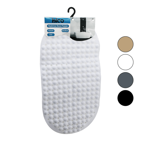 İ21-001 (oval & Plastik) (kabartma Top Desenli & Renkli) (63pcs Vantuzlu) Kaydırmaz Banyo & Küvet Paspası(34x65cm)