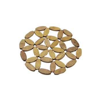 İ22-267 ( Yuvarlak ) ( Çiçek Model ) ( Boncuk ) ( Ahşap ) Nihale ( Çap: 20.5cm )