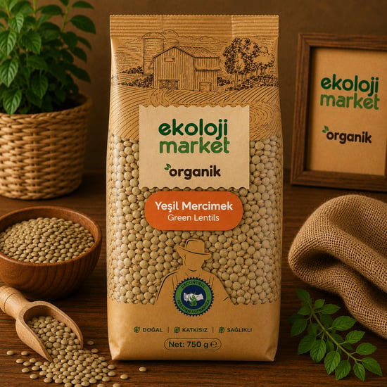 Organik Yeşil Mercimek 750 Gr.