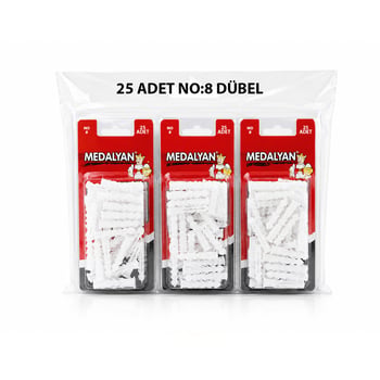 Medalyan Dl-47 ( No-8 ) ( 25pcs ) Dübel Beyaz & Plastik