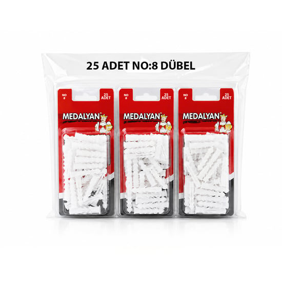 Medalyan Dl-47 ( No-8 ) ( 25pcs ) Dübel Beyaz & Plastik