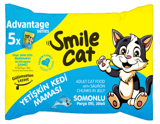Smile Cat Flowpack 425 Gr (5*85Gr) Yetişkin Kedi Somonlu Mama Sml-028
