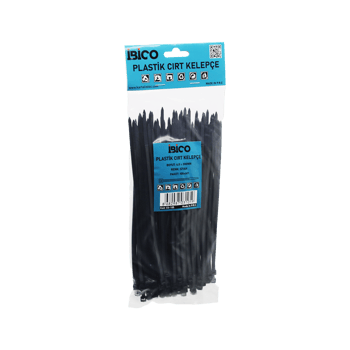 İ13-105 ( Siyah ) ( 4.8x200mm ) ( Plastik ) Cırt Kelepçe ( Kablo Bağı ) ( 100pcs )