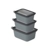 Dünya-30946-999 Mikro Line ( 3pcs = 600-1100-1800ml ) ( Dikdörtgen ) Plastik Saklama Kabı Set ( Mikrodalga Kullanılabilir )