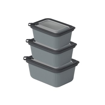 Dünya-30946-999 Mikro Line ( 3pcs = 600-1100-1800ml ) ( Dikdörtgen ) Plastik Saklama Kabı Set ( Mikrodalga Kullanılabilir )