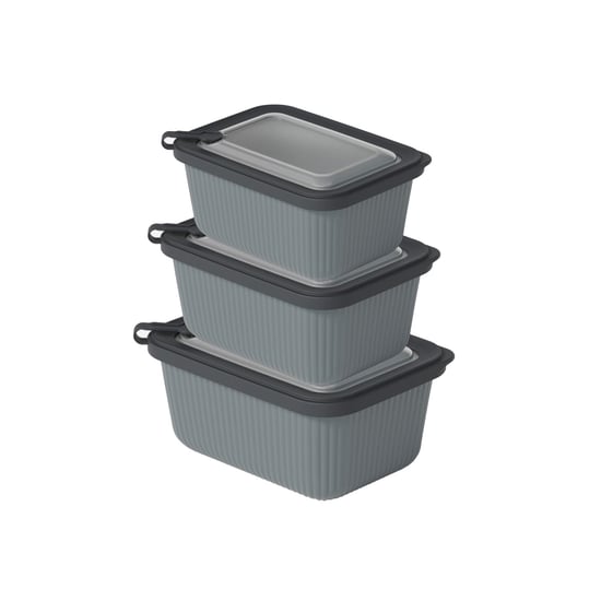 Dünya-30946-999 Mikro Line ( 3pcs = 600-1100-1800ml ) ( Dikdörtgen ) Plastik Saklama Kabı Set ( Mikrodalga Kullanılabilir )