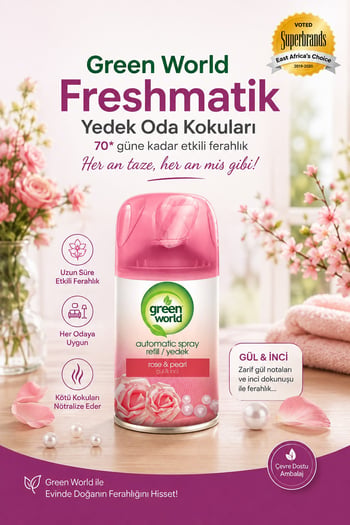 Green World Oda Kokusu Otomatik Makine Yedeği 250 ml Gül & İnci
