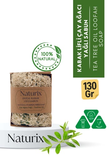 Kabak Lifli Çay Ağacı Yağı Özlü Sabun 130 gr | Arındırıcı, Gözenek Sıkılaştırıcı ve Ferahlatıcı