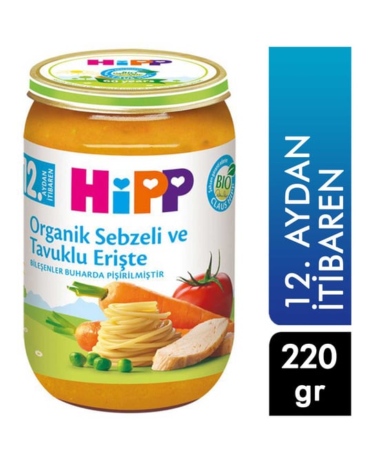 Hipp Organik Sebzeli ve Tavuklu Etişte 220 G 12. Aydan İtibaren