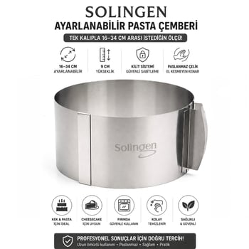 Solingen Ayarlanabilir Metal Kek Kalıp ( 16-34cm )